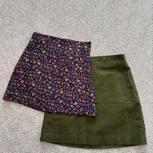 Madewell/JCrew lot of 2 mini skirts floral & corduroy